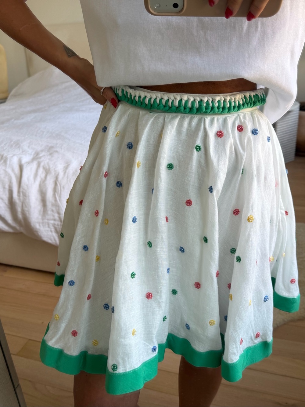 Mini Skirt With Beaded Embroidery Azulu Size small